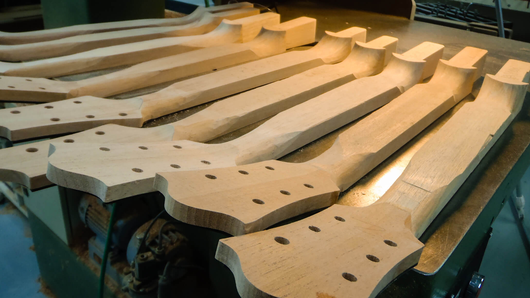 Spanish cedar necks at Ruokangas workshop
