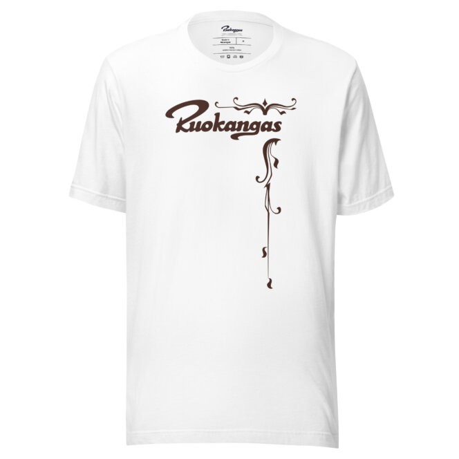 White unisex t-shirt with Ruokangas logo